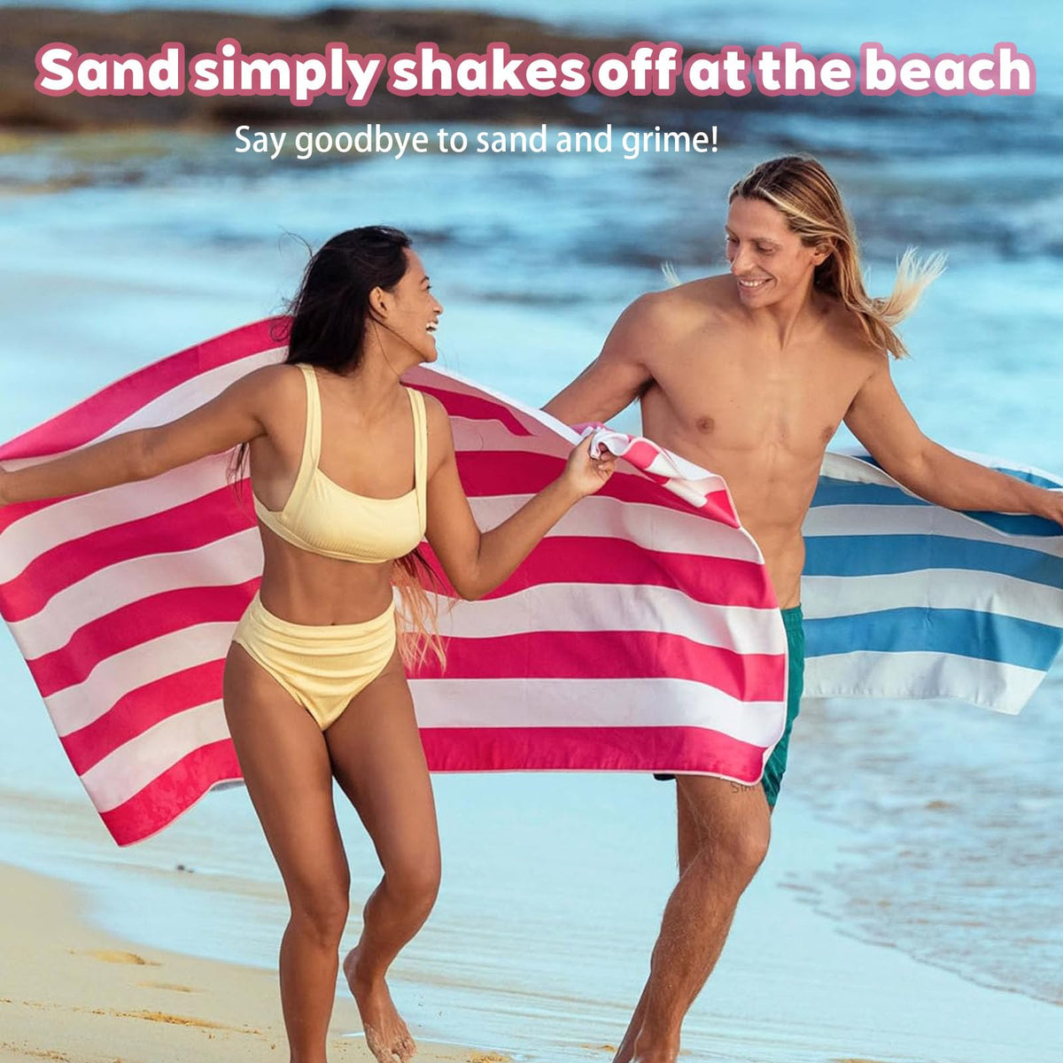 Pink Stripe Large Beach Towel,Microfibre Beach Towel,160x80cm Extra Large Sand Free Beach Towels for Adults,Soft and Lightweight Quick Dry Beach
