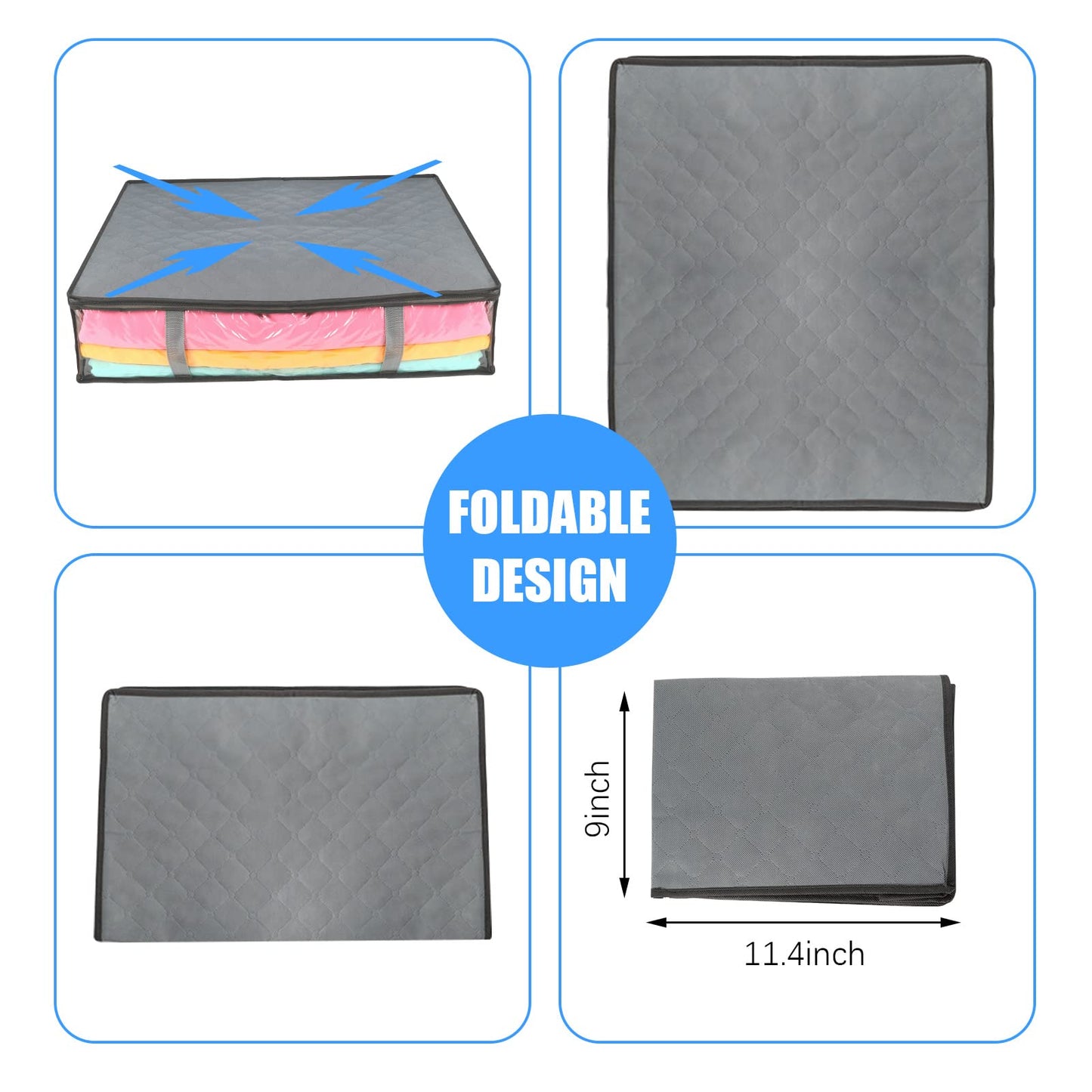 Opopark 2 Pack Underbed Storage Bags with Zips and Reinforced Handle