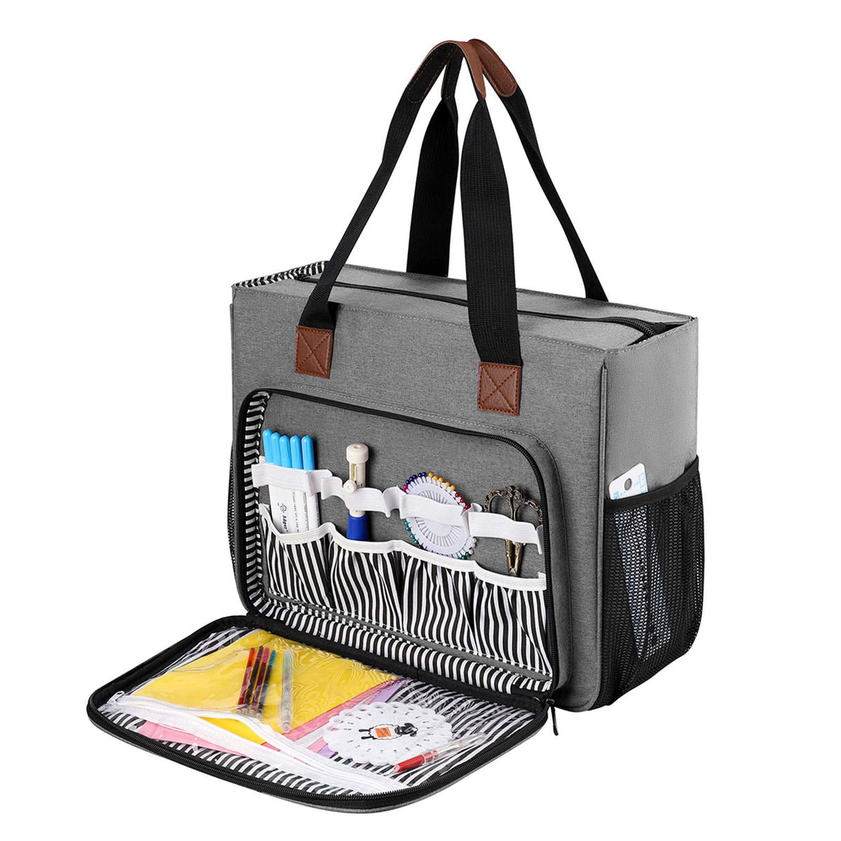 Coopay Cross Stitch Bag Storage, Embroidery Project Bag, Craft Bags with Compartments, Large Bag for Store Embroidery Floss Organiser, Punch Needle