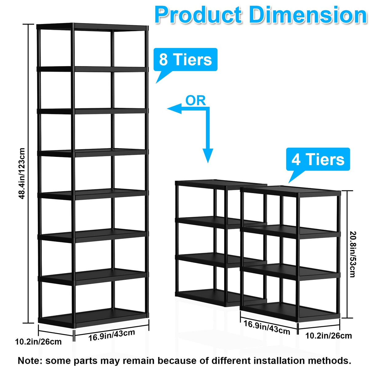 SZSHYNJ 8 Tier Double Row Tall Shoe Rack, Vertical Plastic Shoes Stand