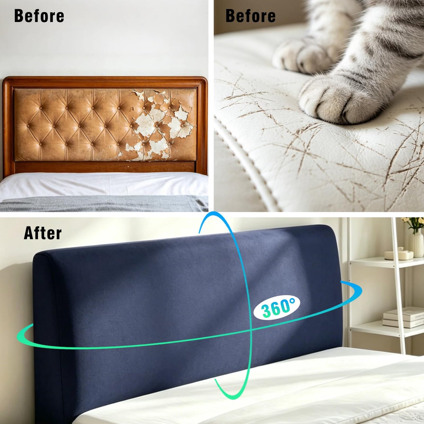 Stretch Headboard Cover, Bed Headboard Cover, Dustproof Headboard Wrap, All-Inclusive Bed Head Protector for Single/Double/King/Super King Bed