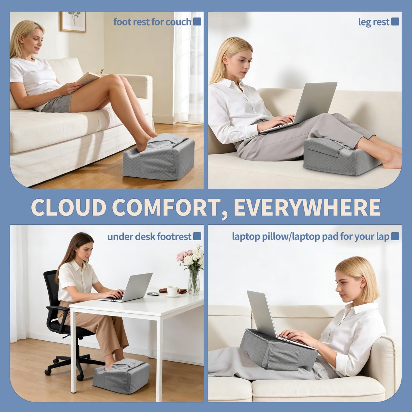 Nockovi Ergonomic Foot Rest for Under Desk at Work – 15° Tilt Angle Under Desk Footrest with High-Resilience Foam, Velvet Top & Non-Slip Base