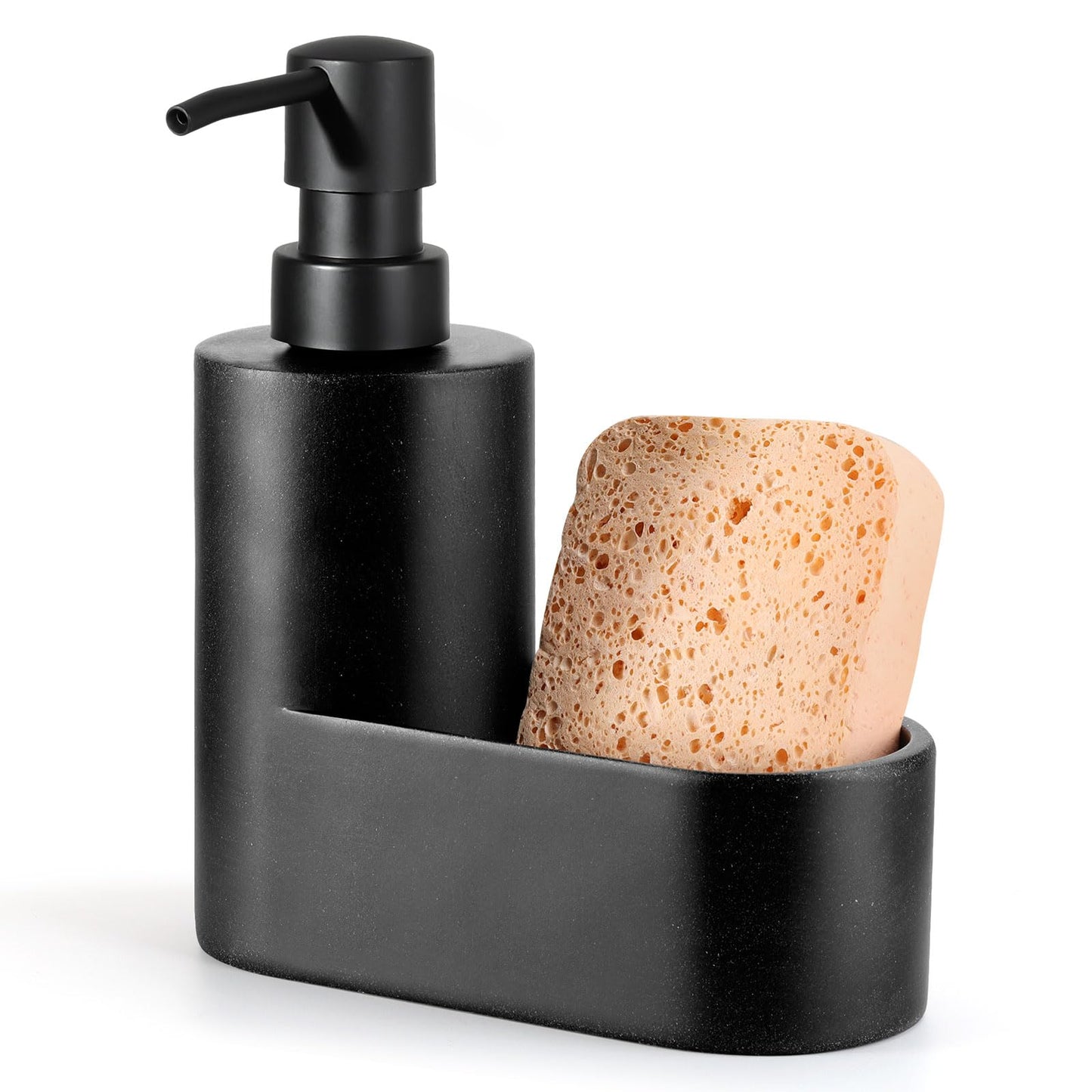 Shinowa Dish Soap Dispenser with Sponge Holder, Refillable Kitchen Dish Soap Dispenser Pump, 2-in-1 Countertop Soap Pump Dispenser for Kitchen Sink