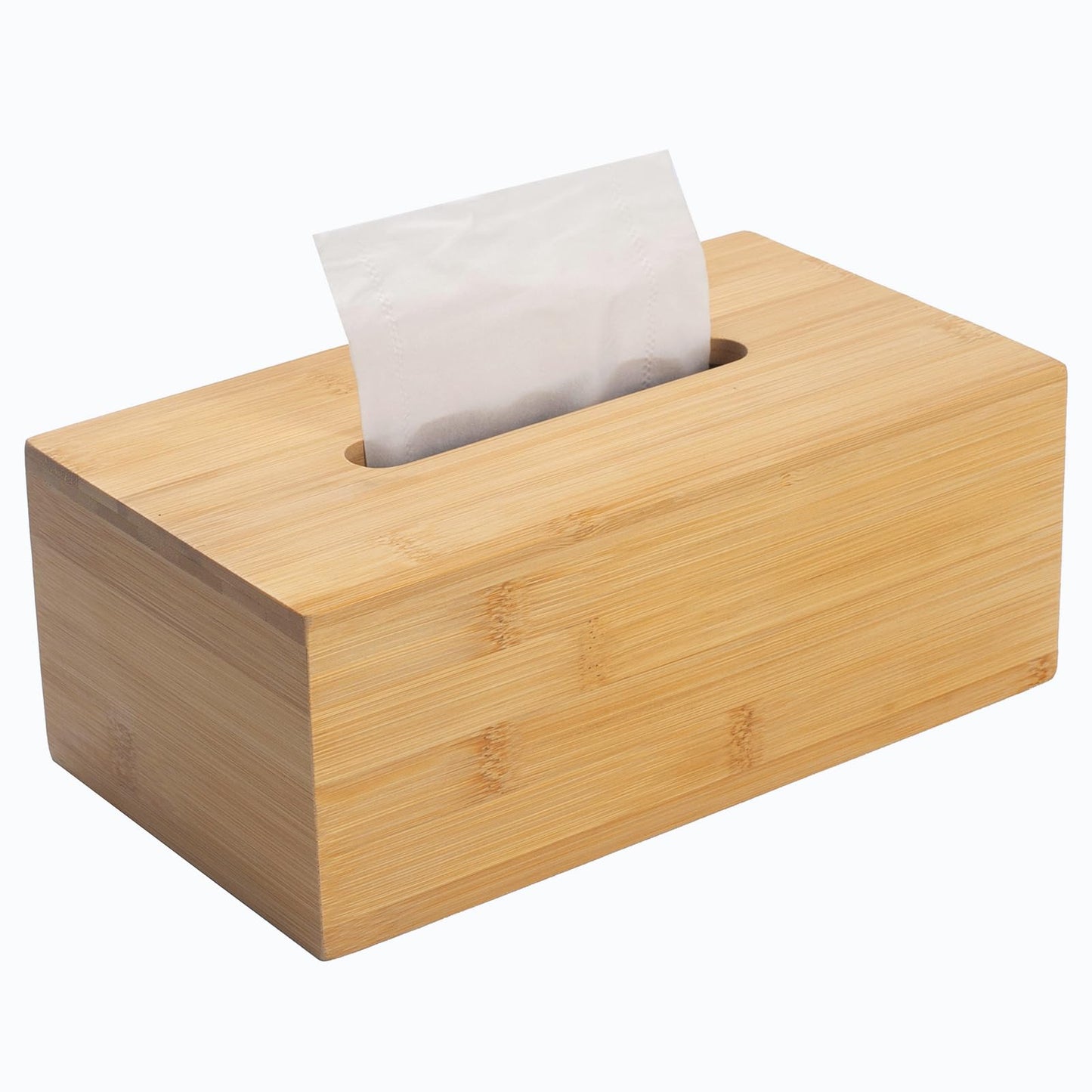 Bamboo Tissue Box Cover, Rectangular Wood Tissue Box Holder, Wooden Facial Paper Holder for Bathroom, Bedroom, Dinner Table, Office (25 x 14 x 9.5 cm)