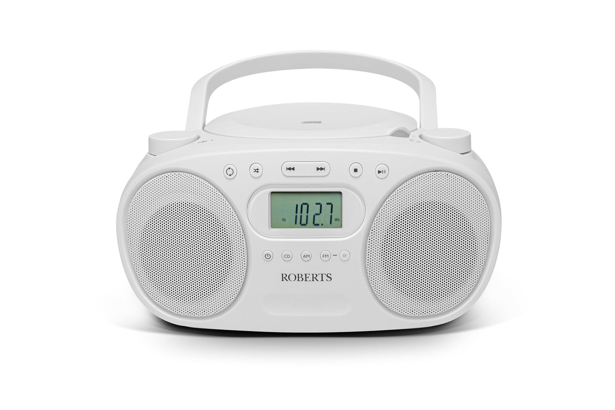 Roberts ZOOMBOXFM AM/FM CD Boombox with Bluetooth, White