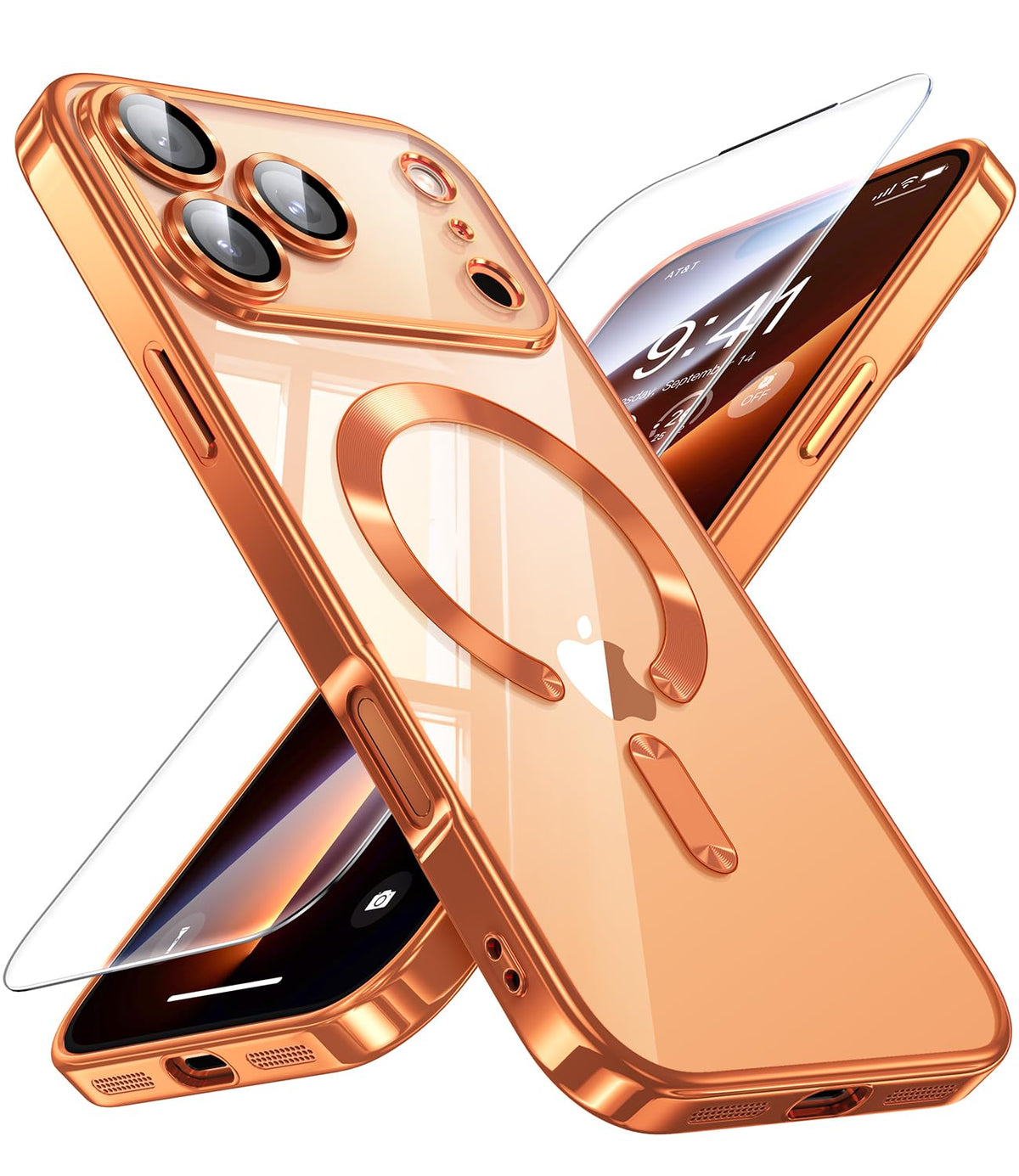 JUESHITUO for iPhone 17 Pro Case for Magsafe Anti-Yellowing [Full Lens Protection with Built-in Camera Film] 9H Tempered Glass Screen Protector,