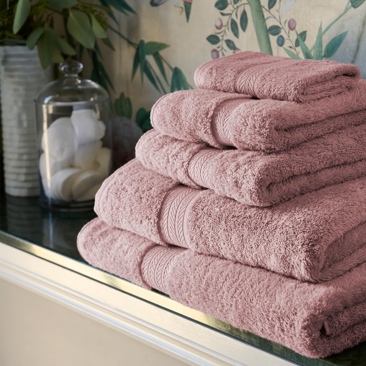 Christy Renaissance 2 Hand Towels Set | Petal Pink | 100% Egyptian Cotton Pile | Luxuriously Soft and Super Absorbent | 675 GSM