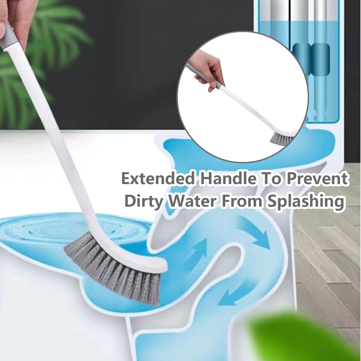 Lizbin Toilet Brush, Bathroom Toilet Bowl Brush, Curved Design Toilet Brush for Deep Cleaning Under Rim, Toilet Cleaner Brush with Long Handle