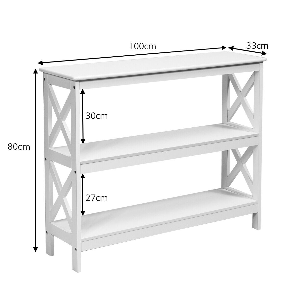 Industrial 3-Tier Console Table with Storage Shelf-Brown