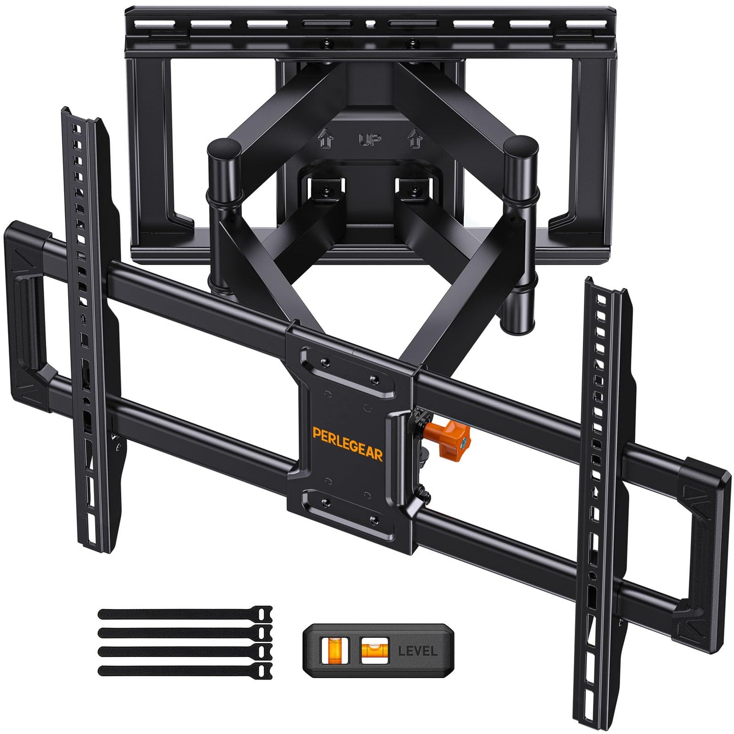 Perlegear TV Wall Bracket for 42-85 inch TVs up to 60kg, Full Motion TV Wall Mount with Dual Articulating Arms, Tool-Free Tilt, Swivel, Extension,