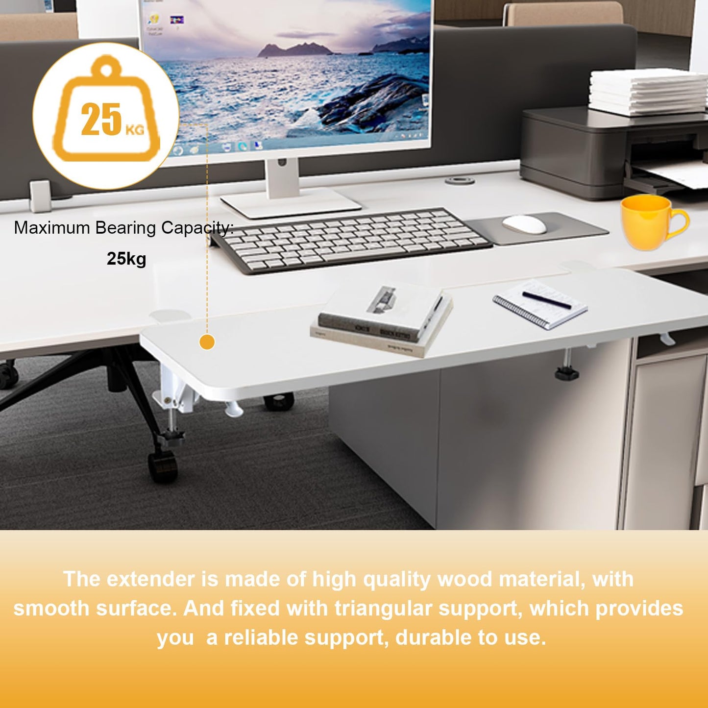 Cozyel Ergonomics Desk Extender Tray, 25.6X 9.8 Punch-Free Clamp on, Foldable Keyboard Drawer Tray