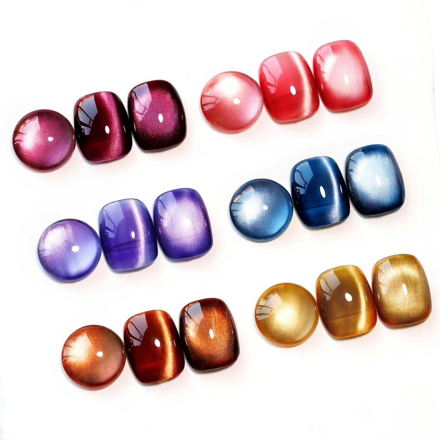MIZHSE Magnetic Cat Eye Gel Nail Polish Sets,6 Colors Ceramic Cats Eye Gel with Magnet,Magnetic UV/LED Gels Polish Soak Off for Nail Art Manicure