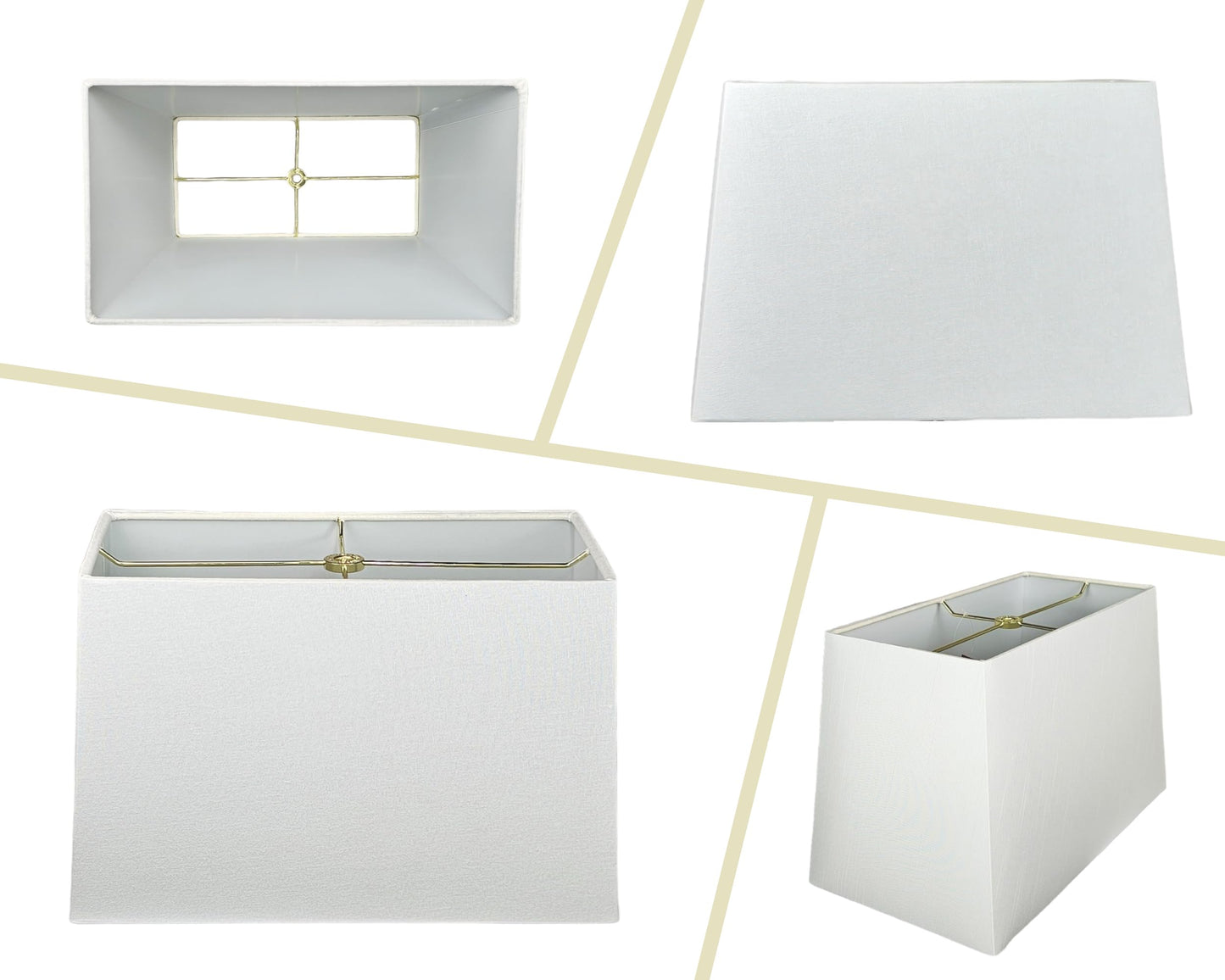 Royal Designs Rectangle Hard Back Lamp Shade, Linen White, (8"x 16) x (10"X 18) x 12