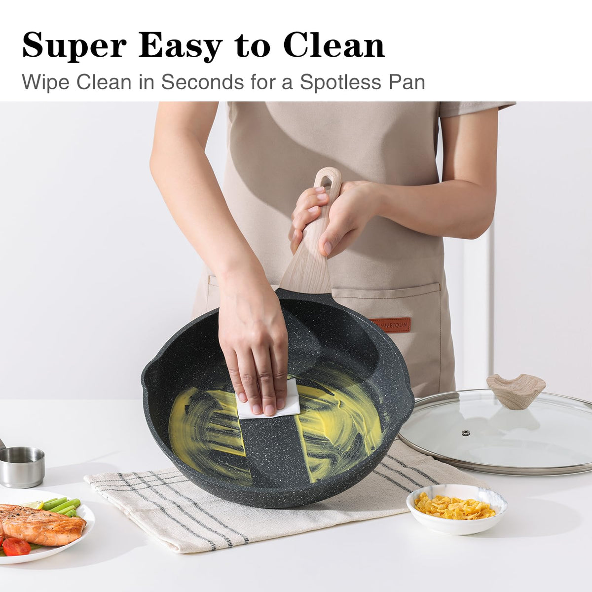 Kordisen Nonstick Frying Pan Set with Lids, 3 Piece Skillet Set, Healthy Induction Cookware Cooking Pan, Stay-Cool Handle, Compatible with All