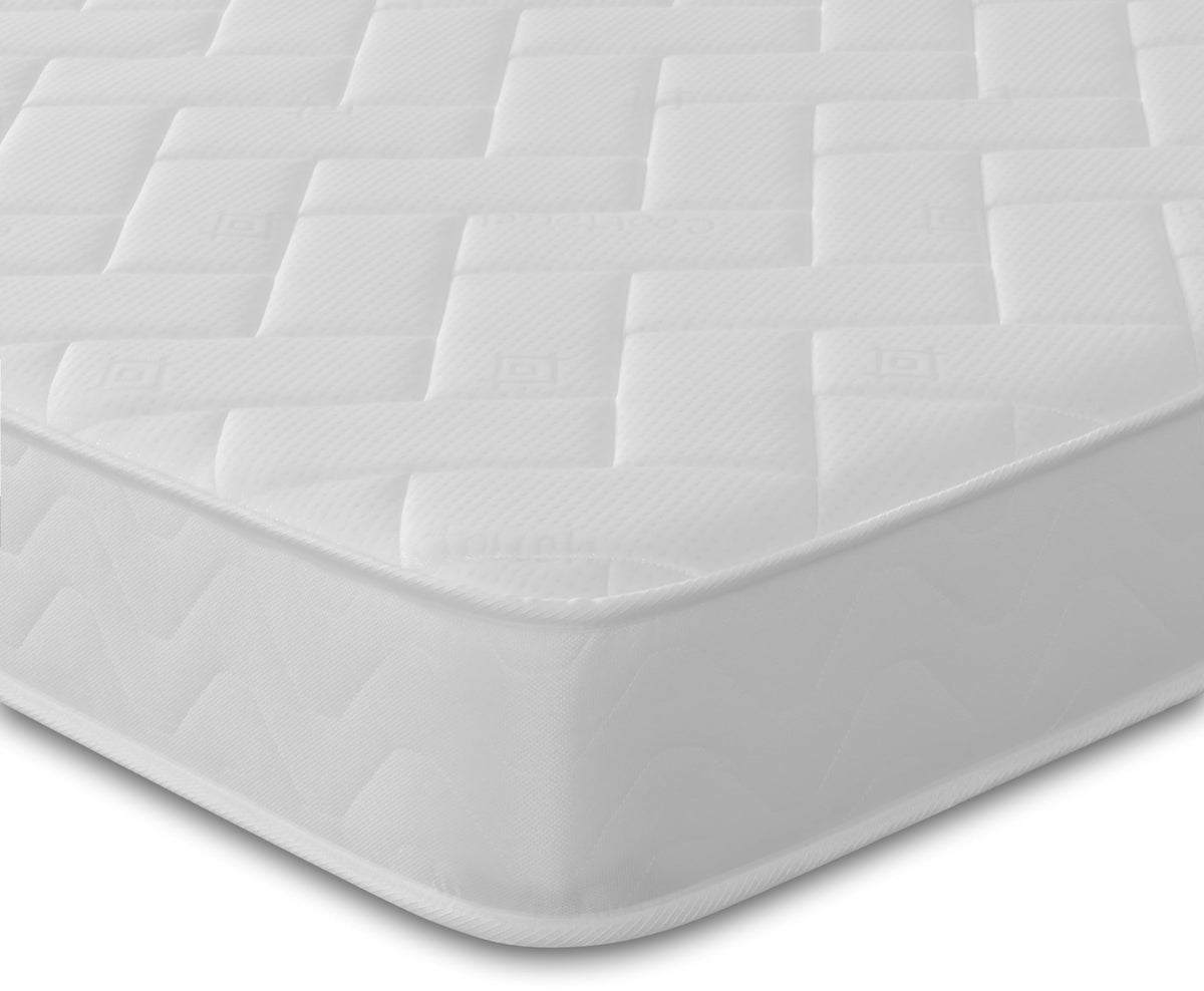 Starlight Beds Quilted Brick Sprung Hybrid Small Double Mattress with Memory Foam Layer. Soft Firmness, White, 18cm Deep. 4ft Mattress (120cm x 190cm)
