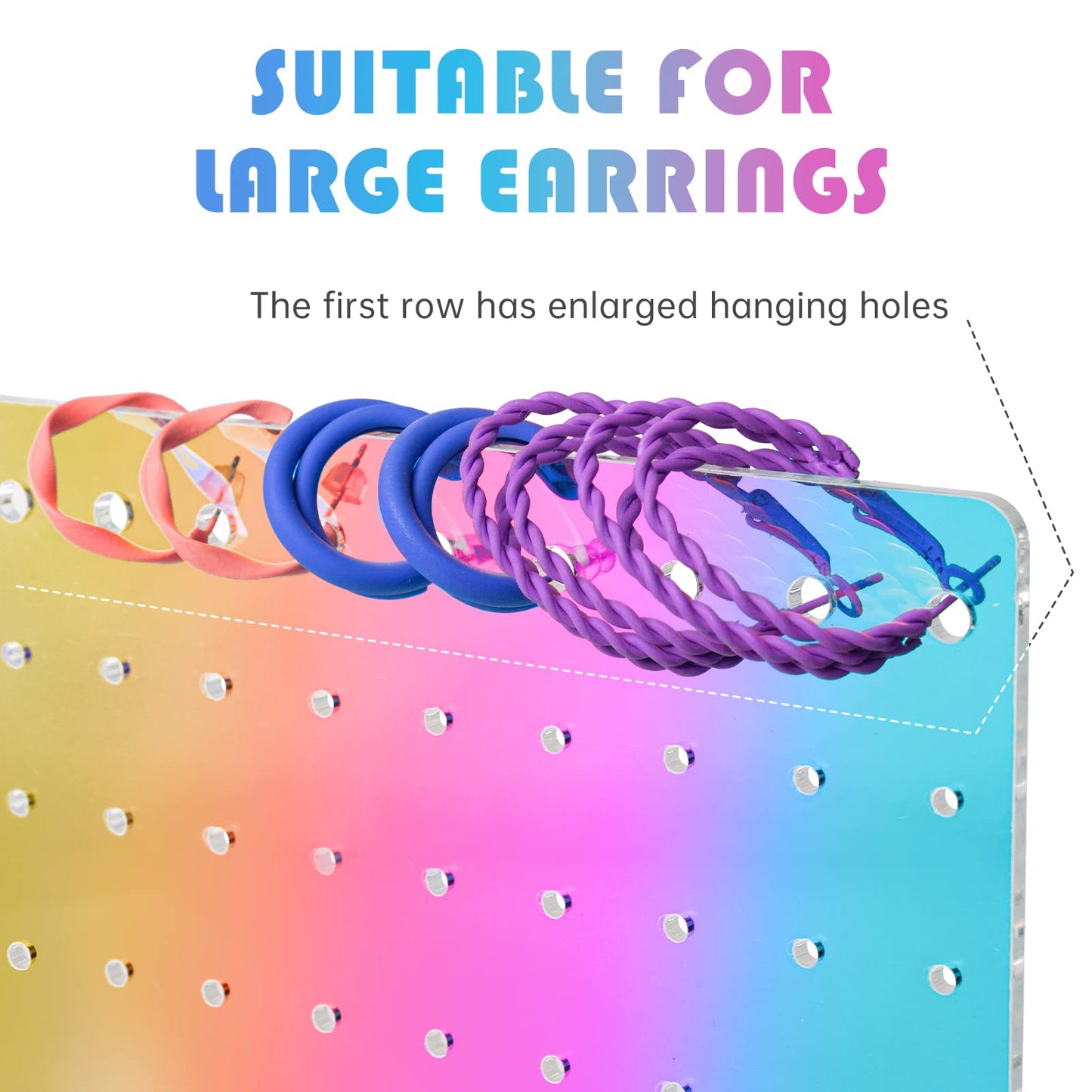 NiHome Iridescent Earrings Holder Display 90 Holes Rainbow Iridescent Ear Studs Jewelry Show Rack Set of 3 Stand Organizer Holder Acrylic Earring