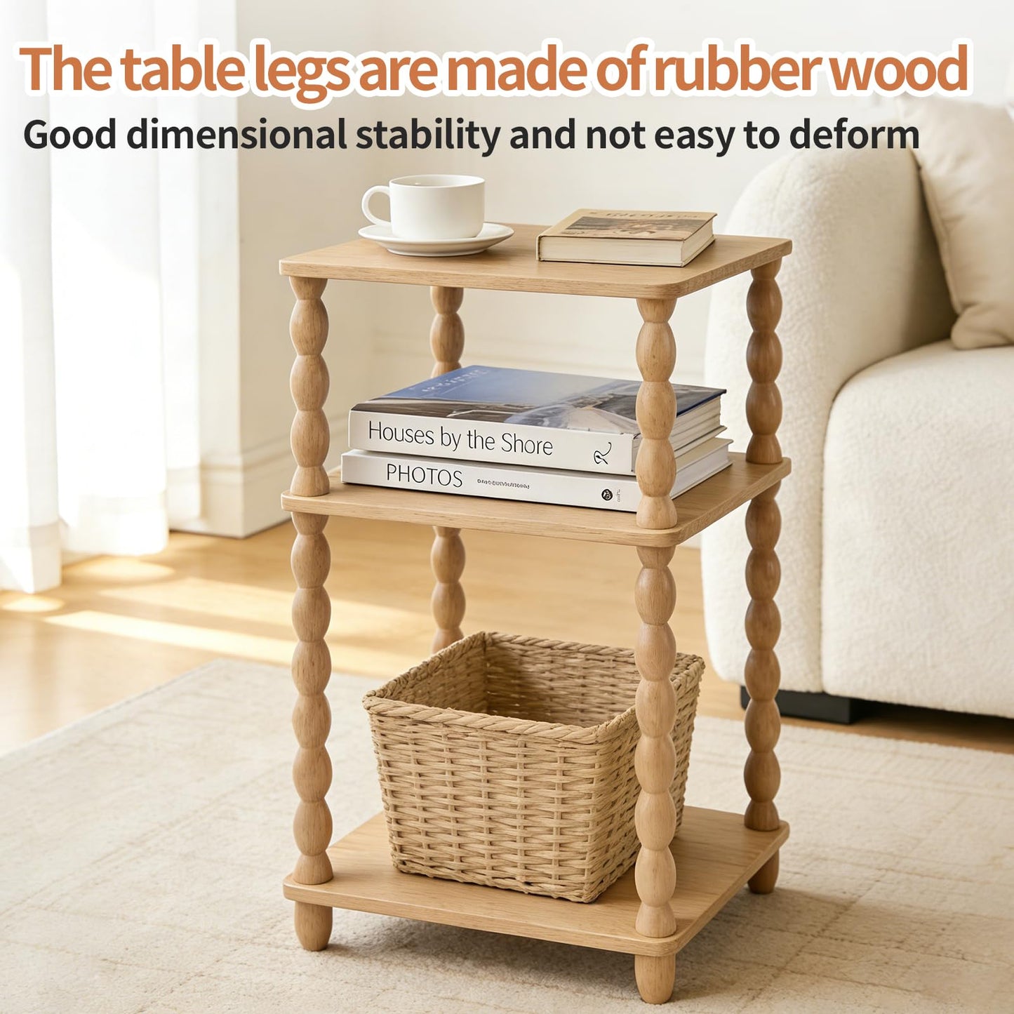 GOODLAN Wooden Side Table, Small End Table with Storage Shelf,Bedside Coffee Table Night Stand for Living Room, Bedroom