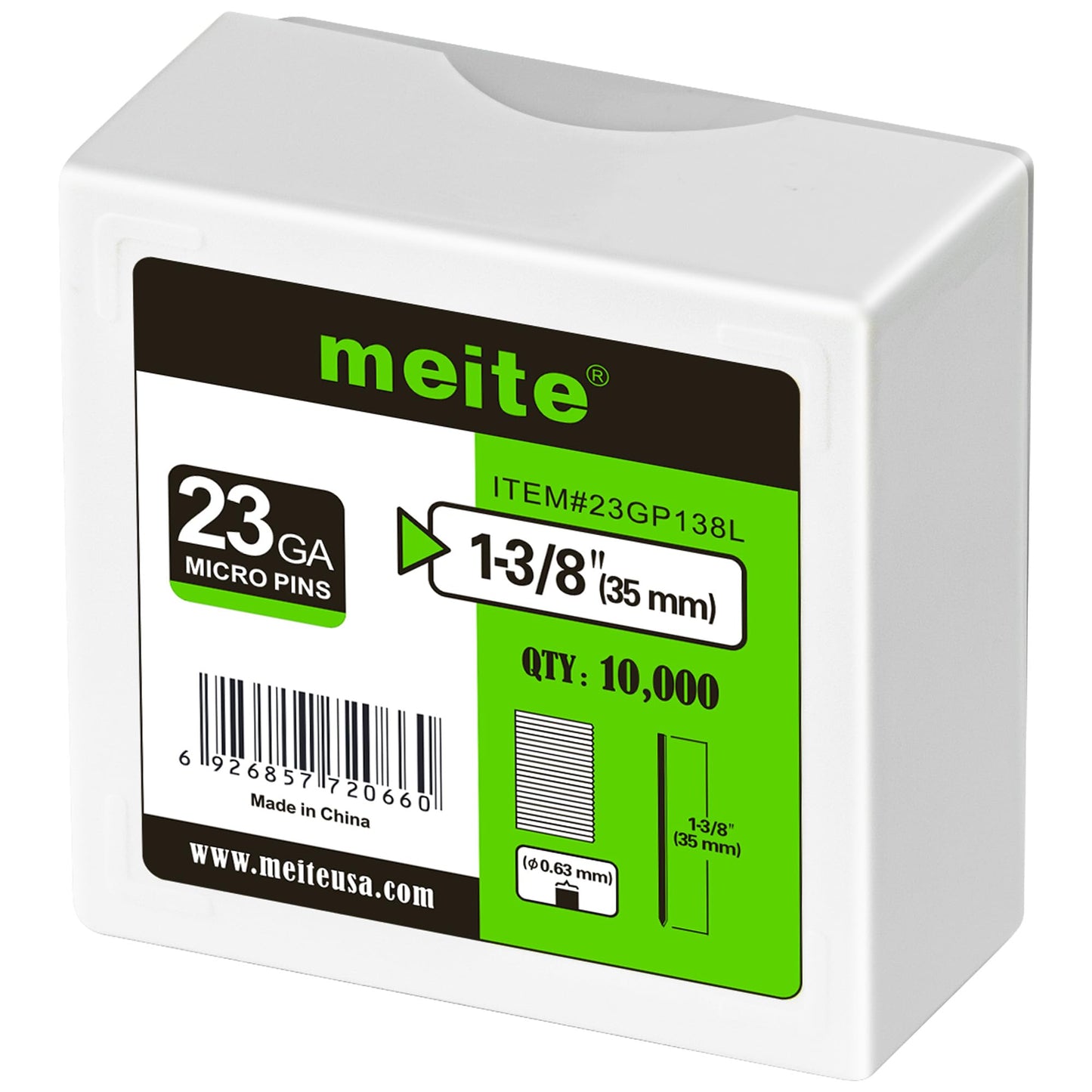 meite 23 Gauge Pin Nails, 35 mm Micro Headless Brad Nails for Pin Nailer - Galvanised Pins Nail Gun Nails, Ideal for Fine Woodworking and Trim Work