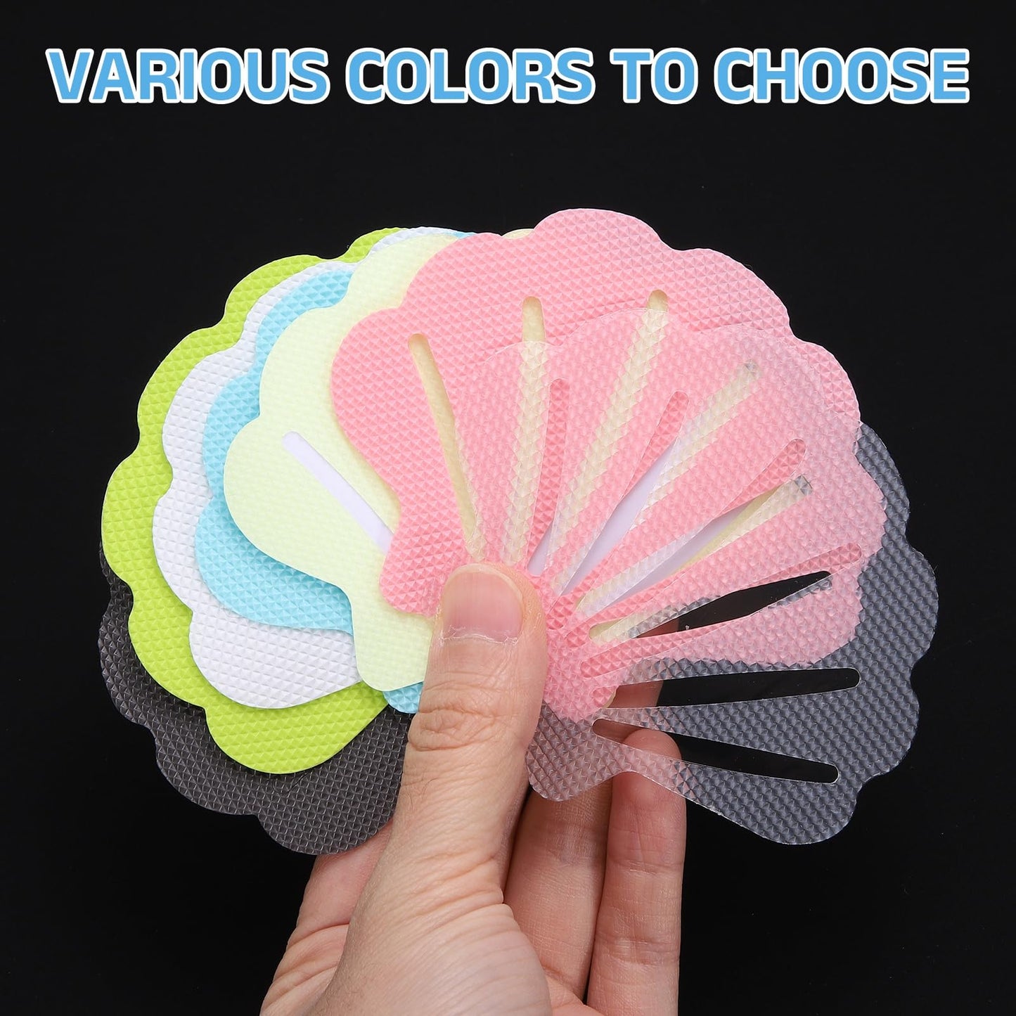 sourcing map 12Pcs Non-Slip Bathtub Stickers, 9x7 cm Shell Shape Shower Floor Non Slip Stickers with Scraper for Bathroom Shower Stairs Ladders, Black