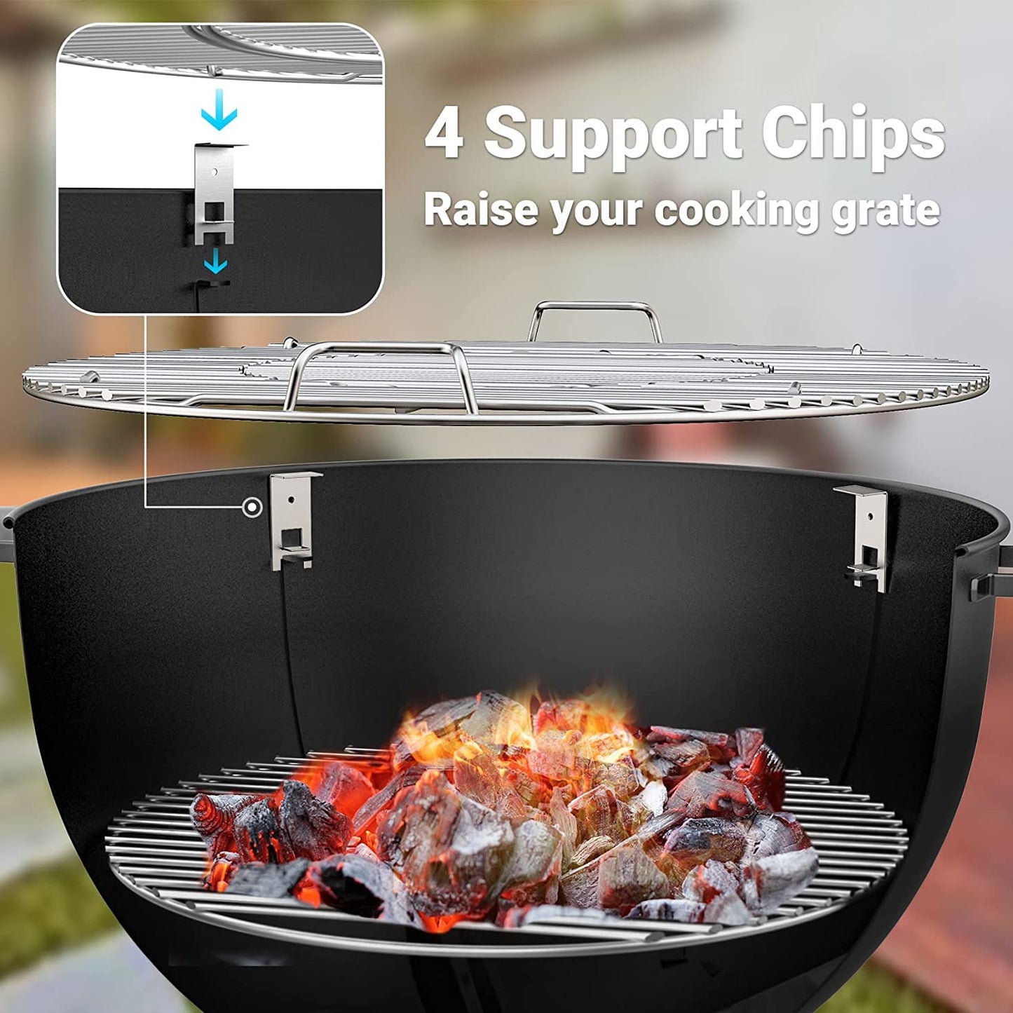 onlyfire BRK-6023 Pizza Oven Conversion Kit for 57 CM/ 22.5? Kettle Grills and Smoker, stainless steel ring with thermometer, pizza stone, aluminum