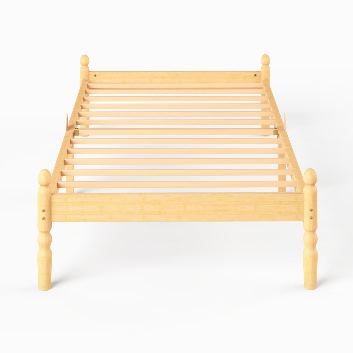 Hunlostten Solid Wood Single Bed Frame | Eco-Friendly Bamboo Wood Bed Platform, Slatted Base Breathable wooden Bed
