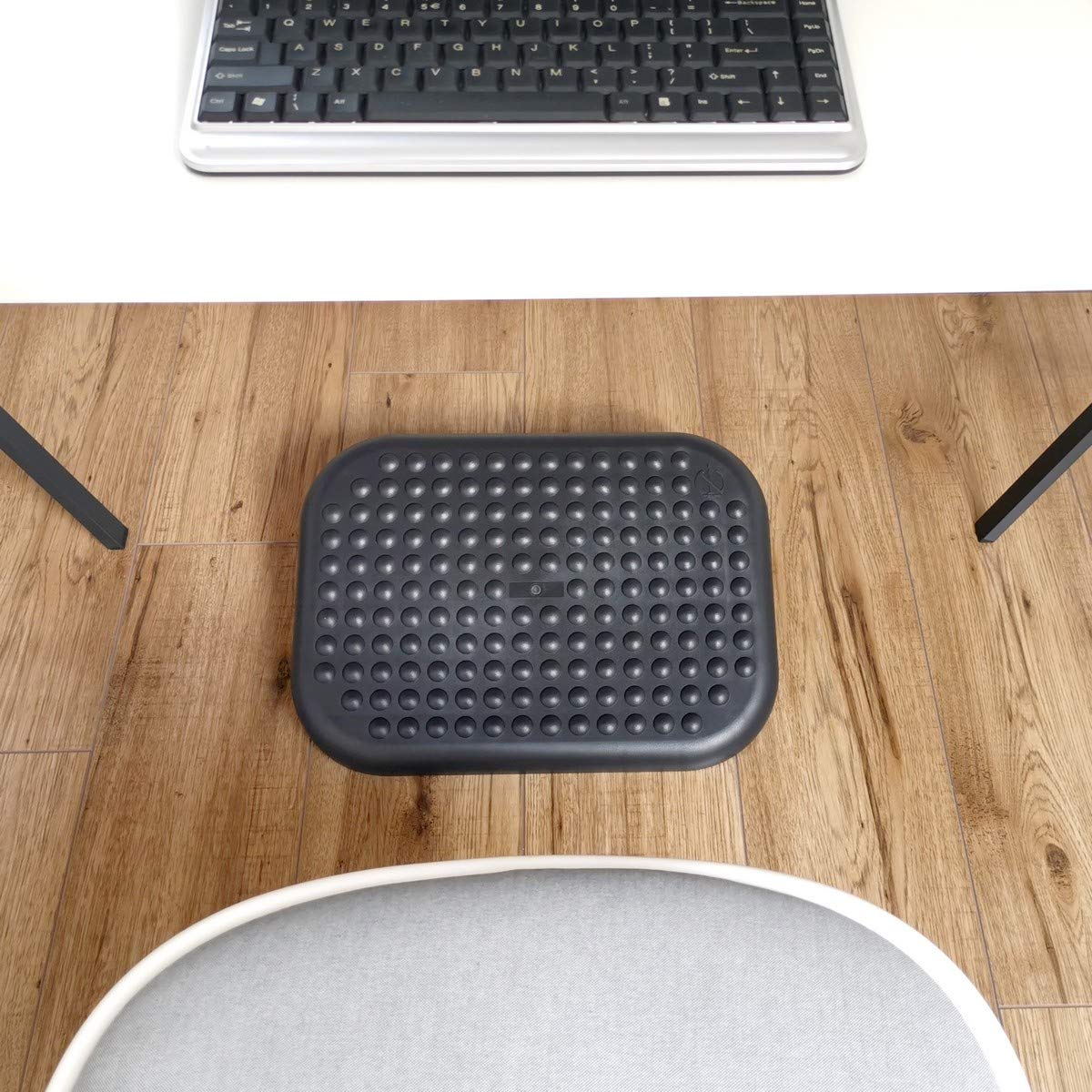 D.RECT 9020 Desk Height Adjustable Footrest for Office Plastic Footrest 45 x 33 cm Black Large