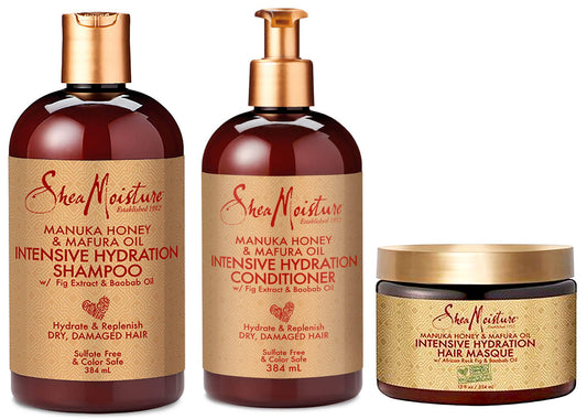 SheaMoisture Manuka Honey & Mafura Oil Intensive Hydration Combination Set ? Includes 13 oz. Shampoo, 13 oz. Conditioner & 12 oz. Hair Masque