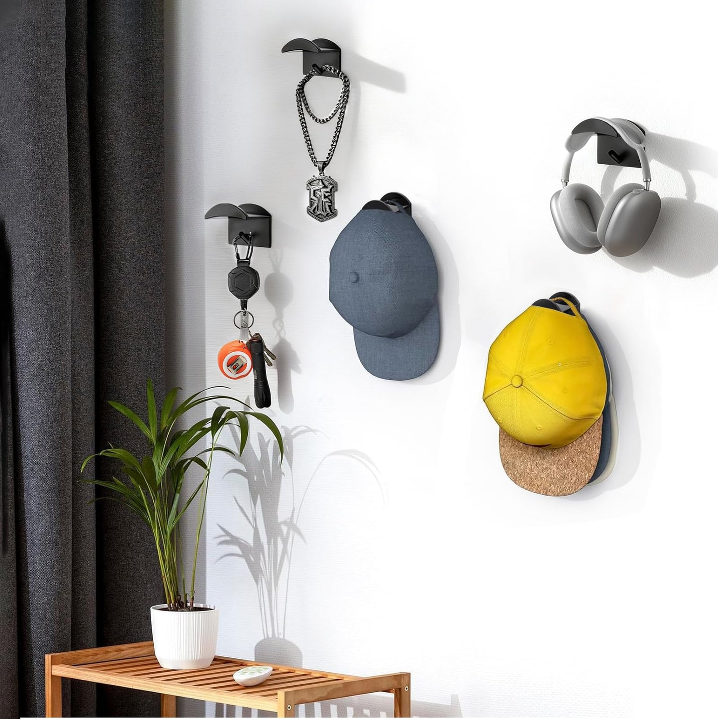 : GaoBangM 12 Pack Self Adhesive Hat Holder Cap Hooks Hat Rack for Wall