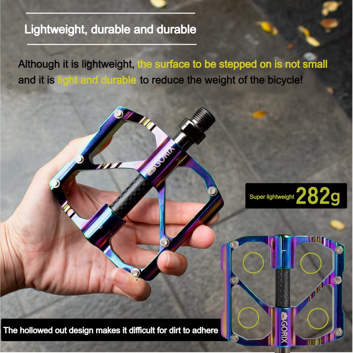 GORIX Bike Flat Pedals Oil Slick Wide CNC Lightweight With Non-slip Pin Spike Road Mountain MTB Bicycle (GX-FX61)