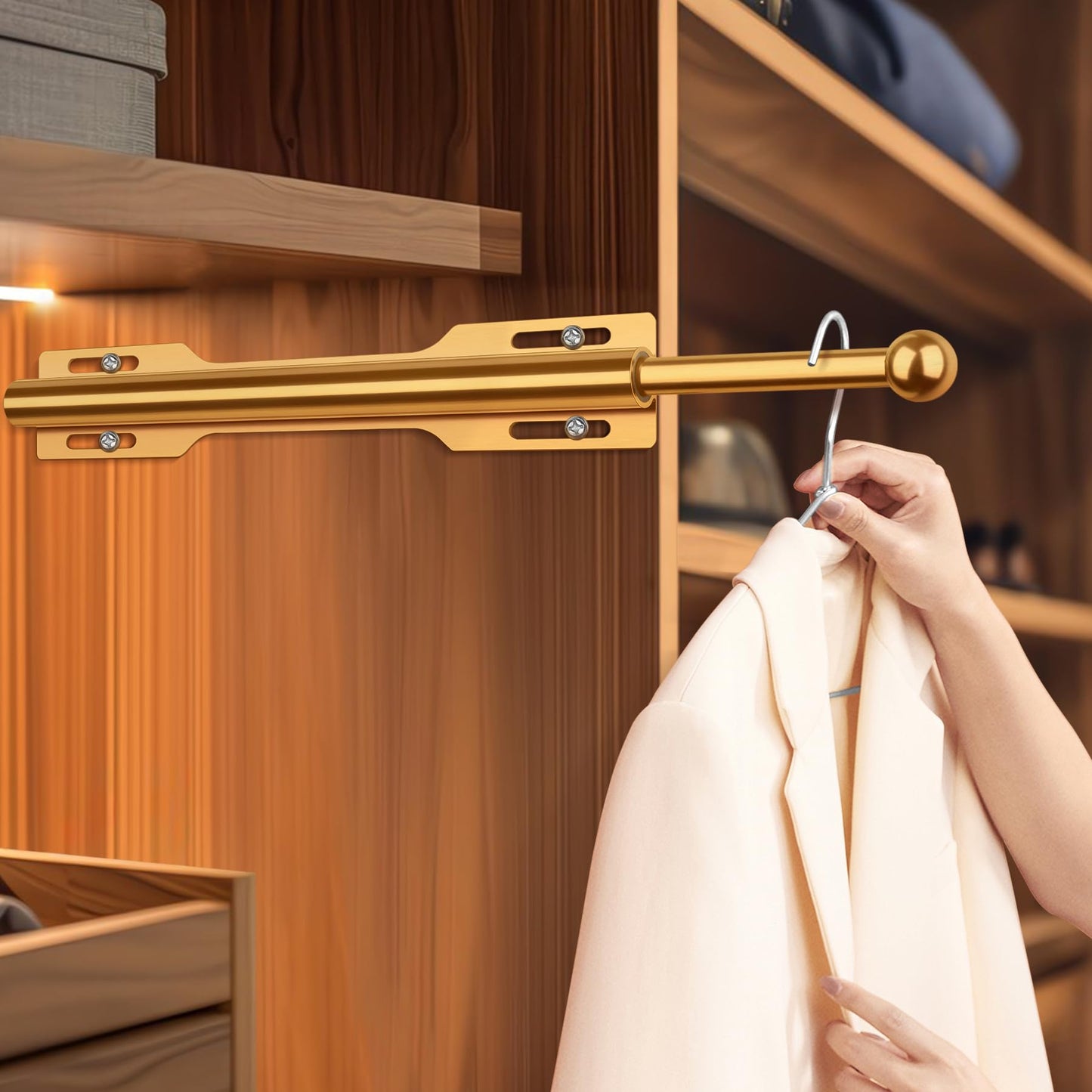 FIRJOY Valet Rod for Closet Pull Out (Gold)