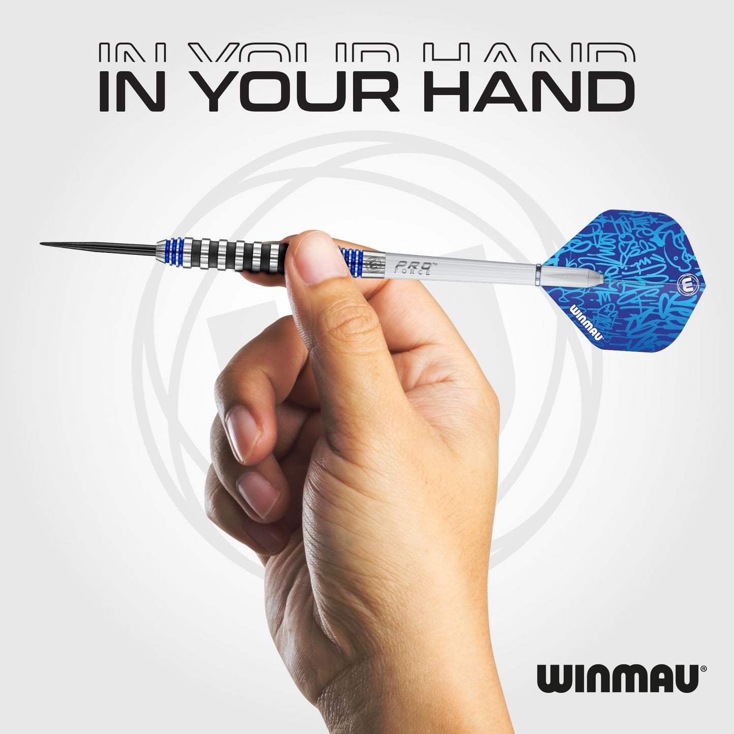 WINMAU Advance 500 Series Tungsten Blue 26 Gram Steeltip Darts Set with Flights and Shafts (Stems)