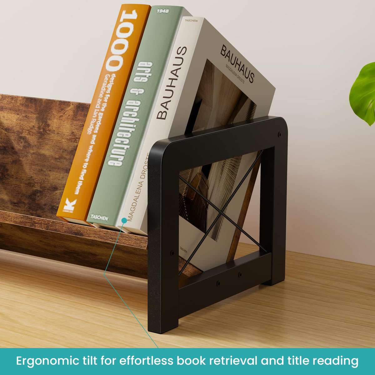 ELITEROO Desktop Bookshelf Organizer, Wood Slanted Desk Bookshelf, Small Tabletop Book Rack, Portable Mini Bookcase for Book Display, Cookbooks
