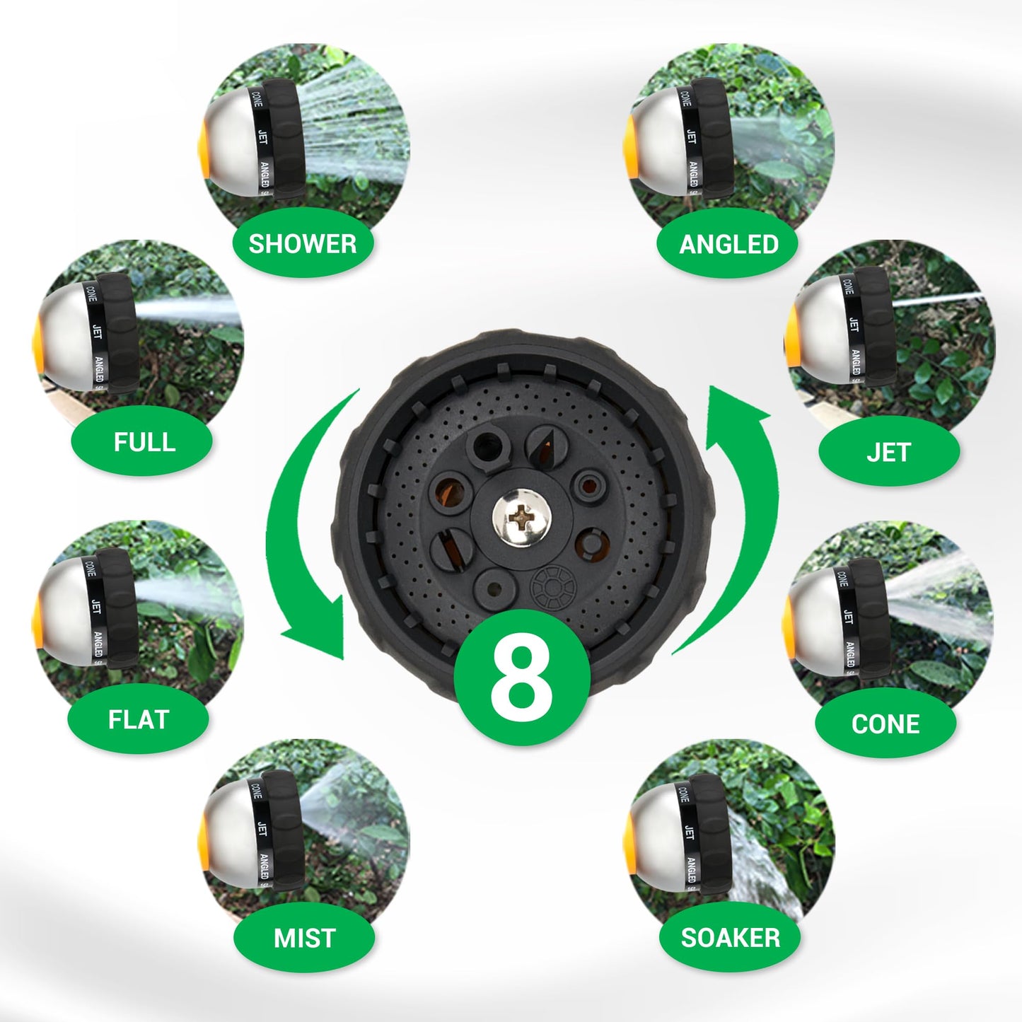 TheFitLife Expandable Garden Hose Pipe - Triple Core Latex and Solid Metal Fittings 8 Pattern Spray Nozzle EU Standard Expanding Kink Free Easy