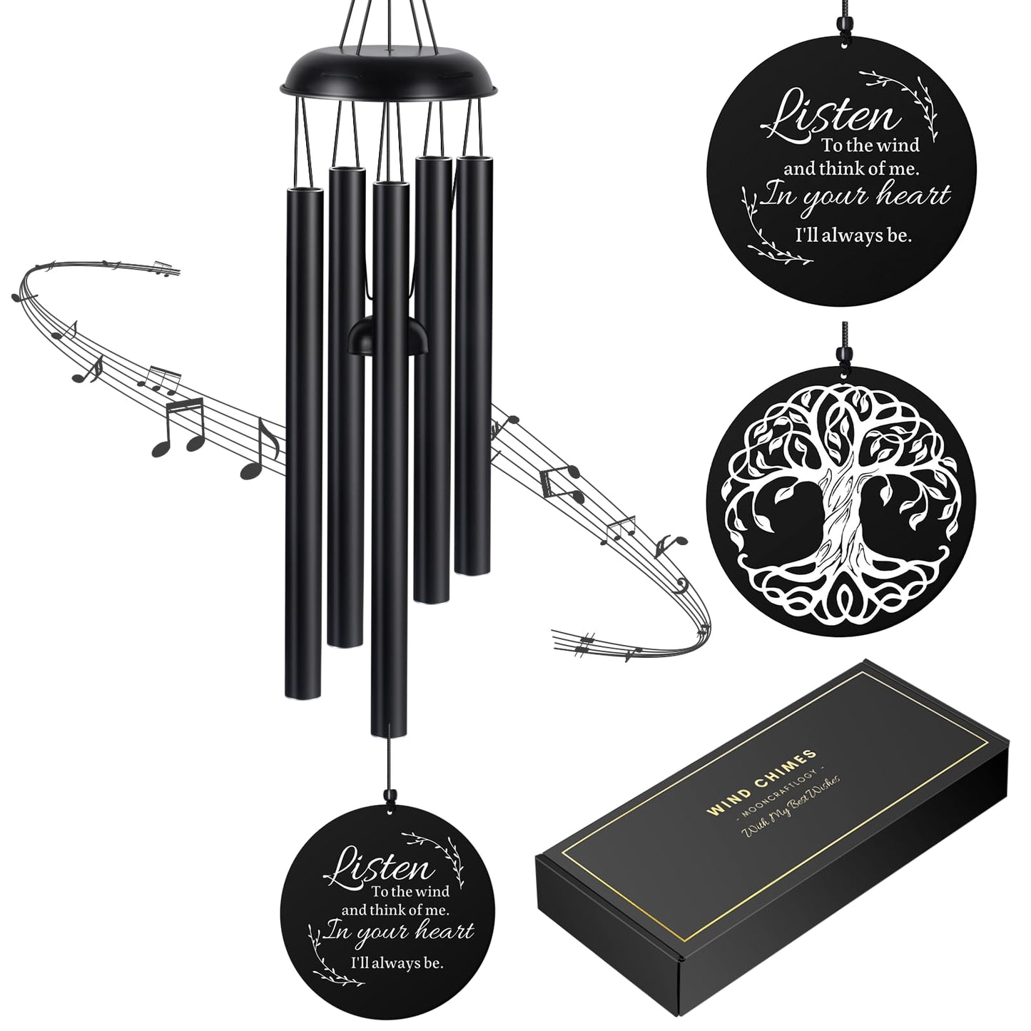 Sympathy Wind Chimes for Loss of Loved One, Memorial Windchimes for Lost Father Mother Friends, Remembrance Bereavement Gift with Card, in Memory Deep