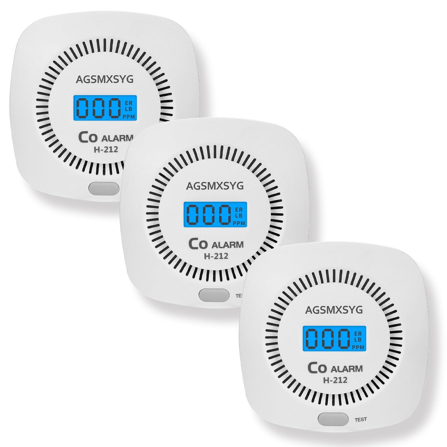 3 Packs Carbon Monoxide Detector - AGSMXSYG Carbon Monoxide Alarms Battery Powered with Digital Display, CO Detectors Alarms Monitor for Home,RV &