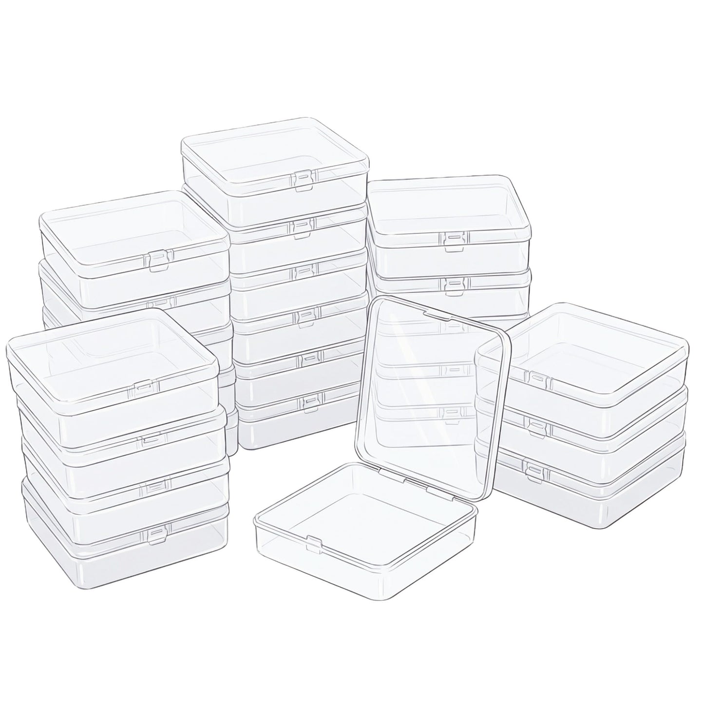 LJY 24 Pack Plastic Storage Boxes with Lids 12.5 x 12.5 x 3.5 cm, Clear