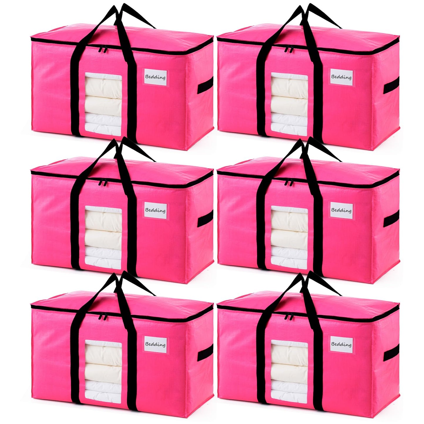 TAILI Moving Bags Extra Large Heavy Duty, Clear Window, 6 Pack Pink