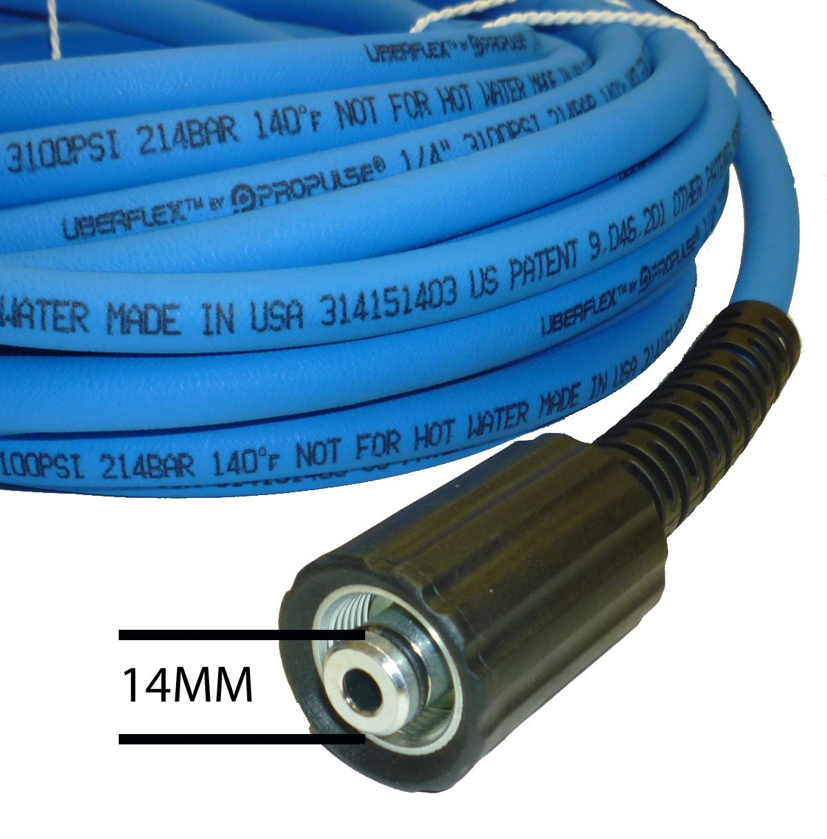 UBERFLEX Kink Resistant Pressure Washer Hose 1/4" x 25' 3,100 PSI with (2) 22MM