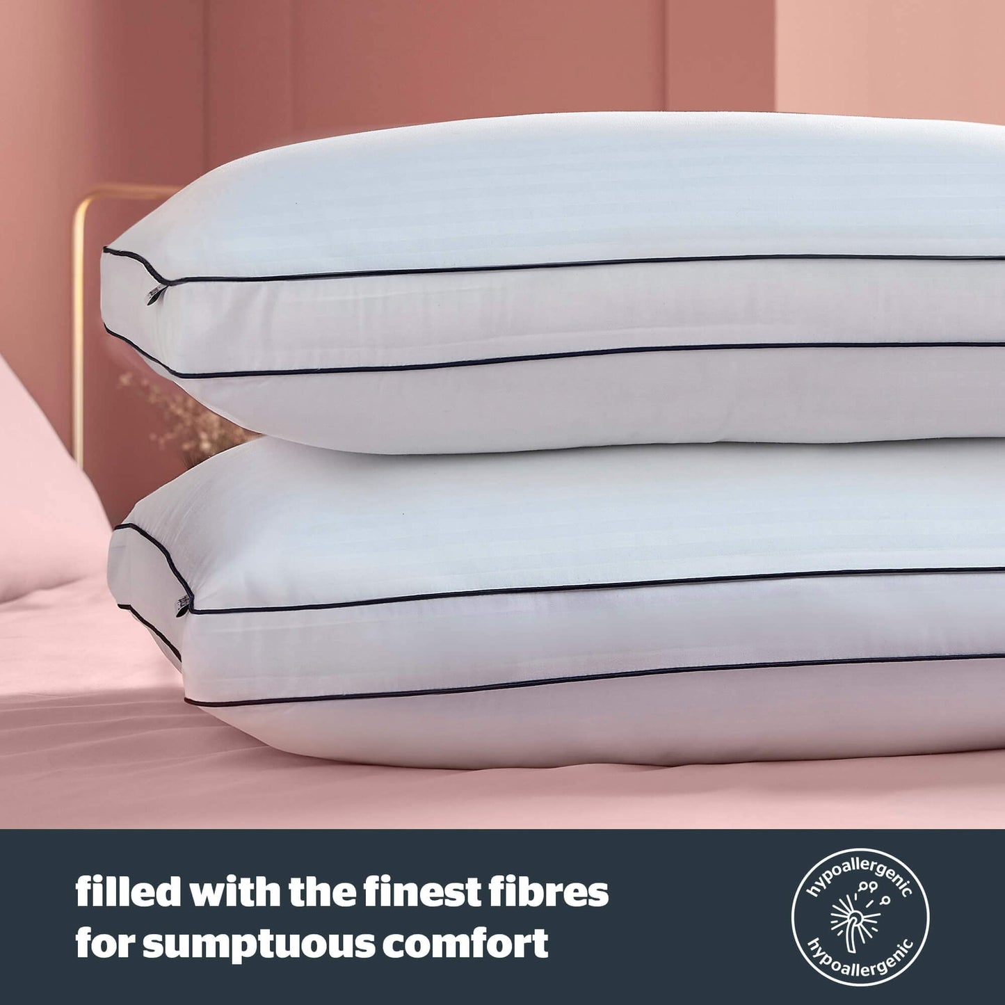 Silentnight Hotel Collection Luxury Pillows 2 Pack - Soft Touch Hotel Quality Bed Pillows for Back and Side Sleepers with Box Design Offering Extra