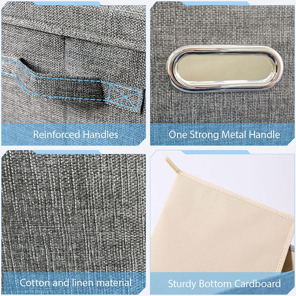 TempFoo Storage Boxes with Lids Fabric, 38 L Collapsible Grey Large