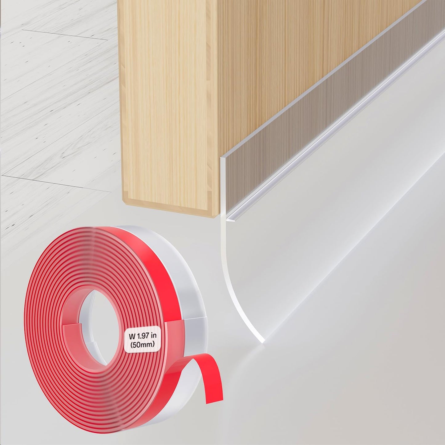 Draft Excluder Door Seal Strip 236 Inch/6M Seal and Save Tape Frame Draught Stopper Clear Silicone Self Adhesive Inserts Door Bottom Sweep Heat Cold