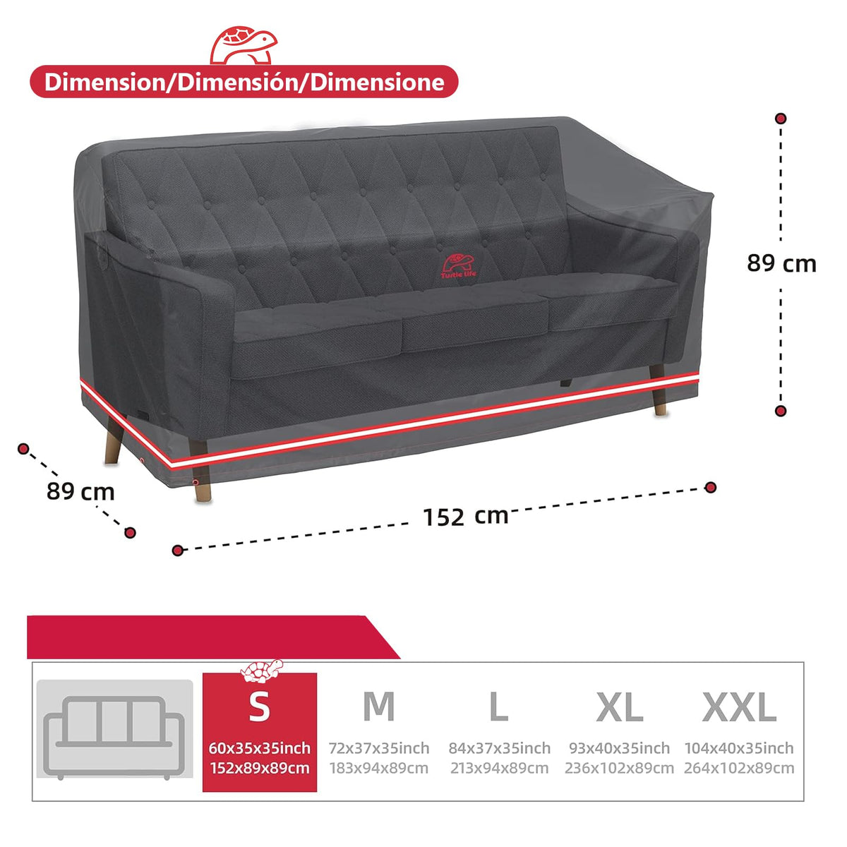 Turtle Life Garden Sofa Cover, Patio Outdoor Heavy Duty Durable UV&Water Resistant Anti-Fading Sofa Covers Lounge Sofa Cover with Air