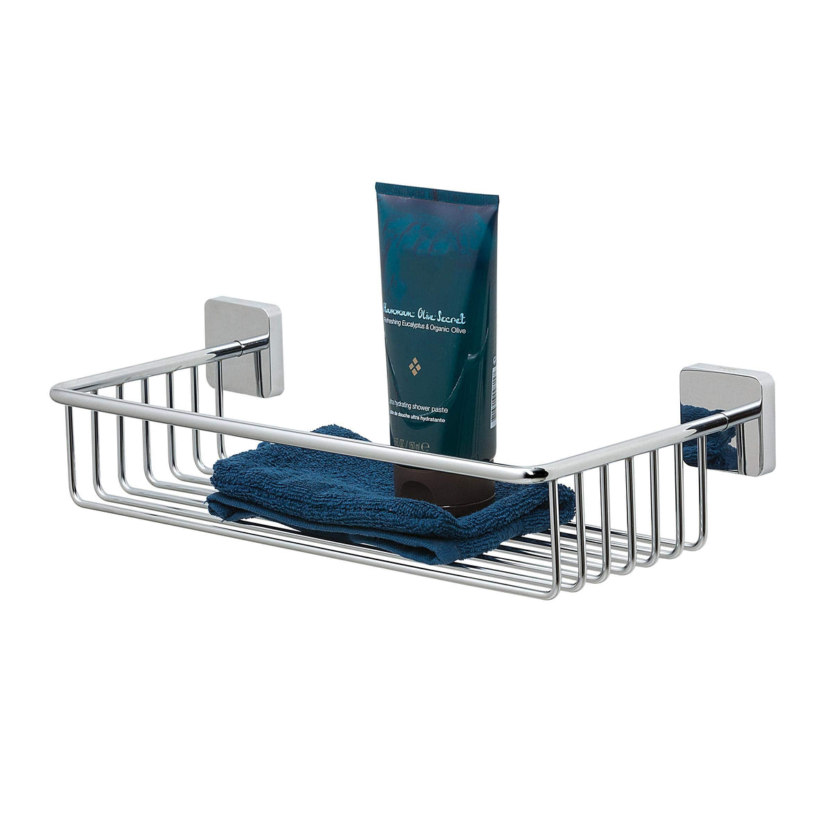 Tiger Onu Shower Basket, Stainless Steel, Chrome, 35.8 x 8.4 x 14.5 cm