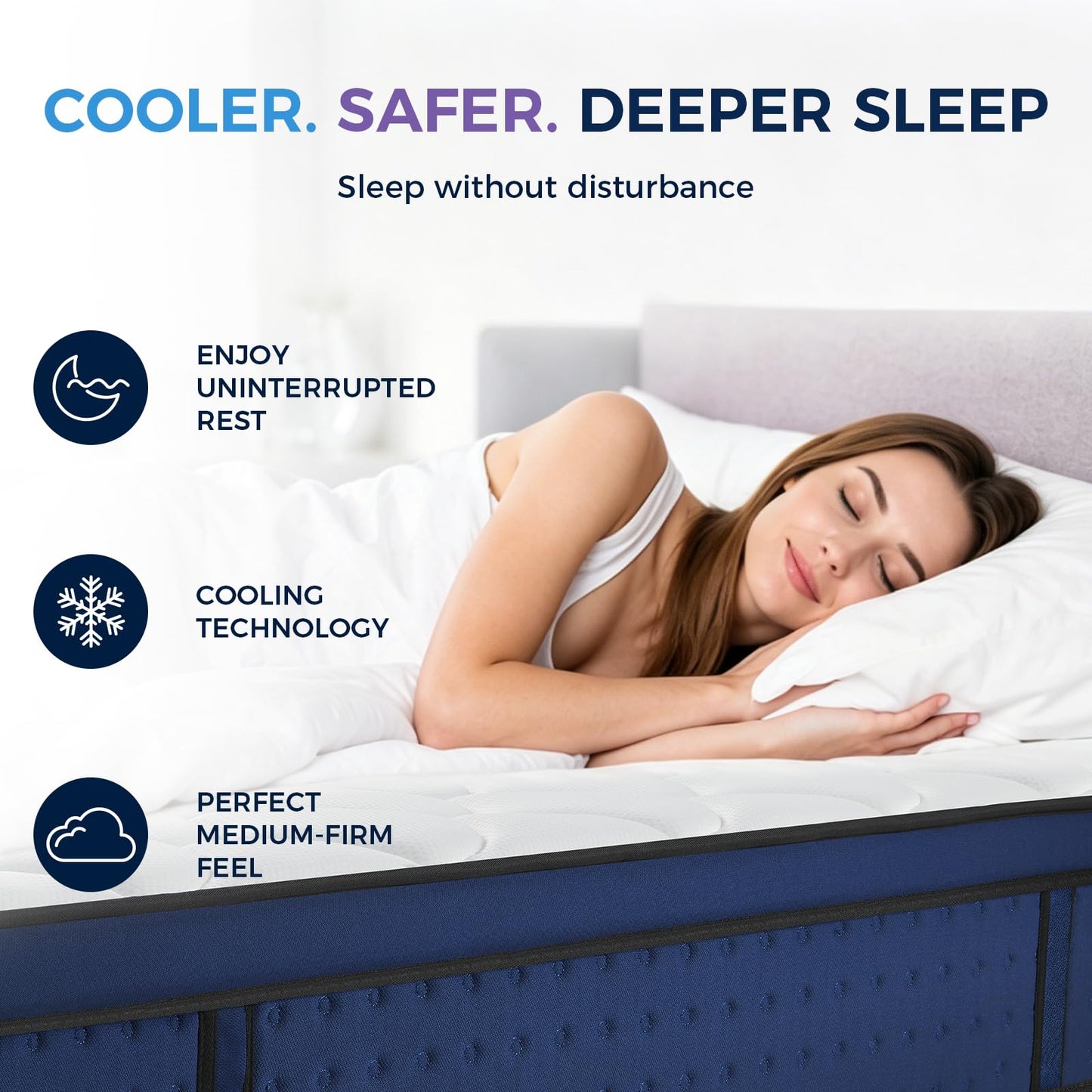 Resspry Single Mattress,12Inch Hybrid Mattress for Pressure Relief