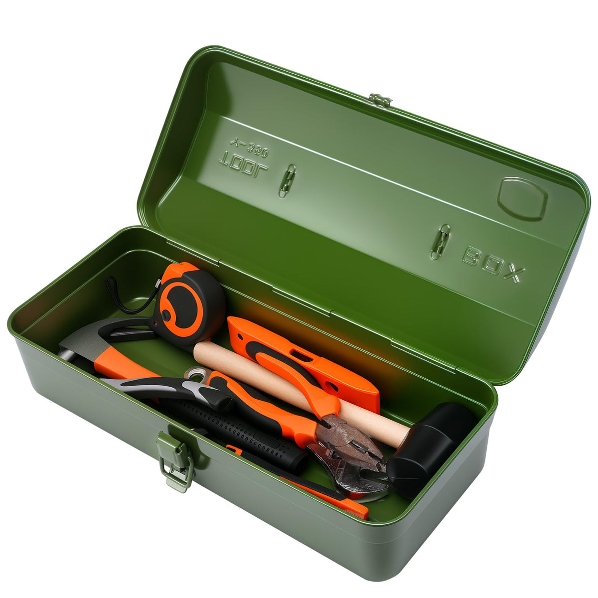 Large Metal Tool Storage Box with Handle for Home, Garage & Workshop, 37?16?12cm Portable Tool Case with Lid Locking Professional Storage Cabinet for