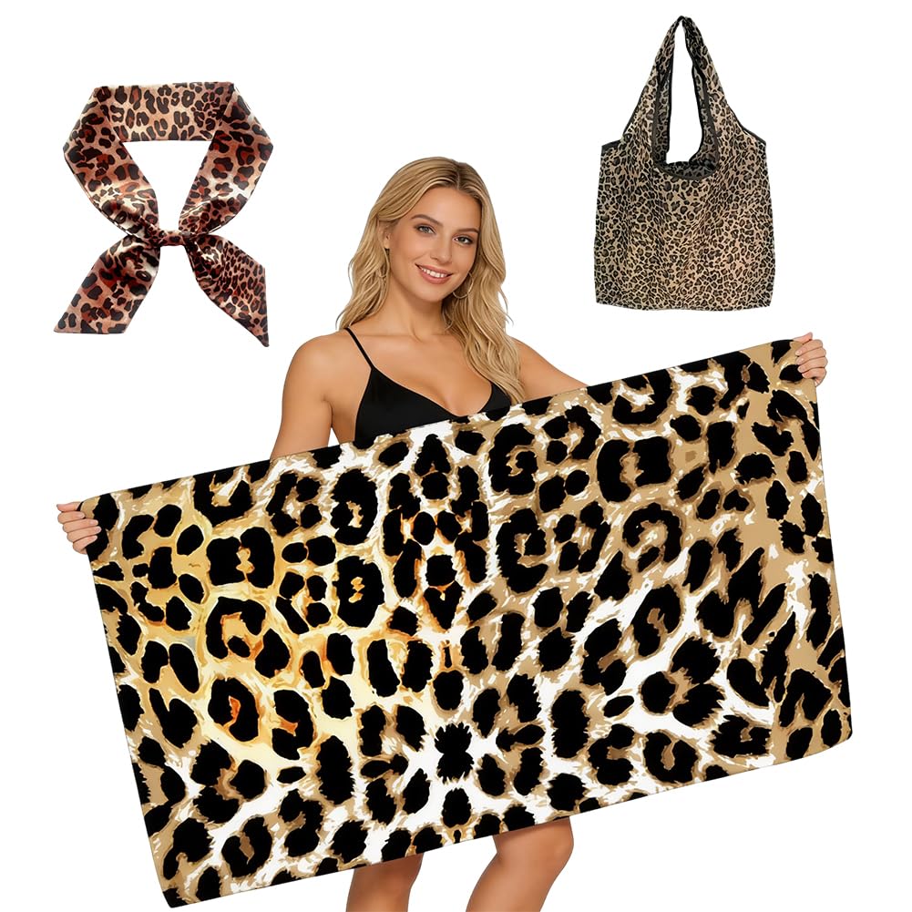 Vexthorion Leopard Quick Dry Towel 160x80CM,Lightweight Towel for Swimming