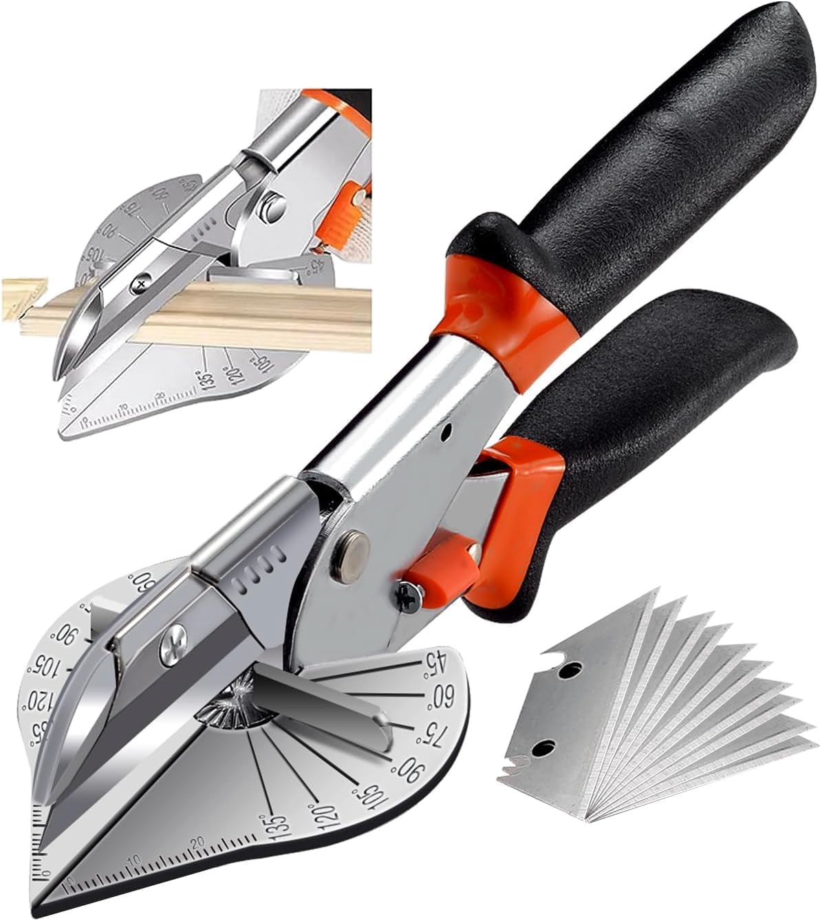 HOHXEN 45? - 135? Angle Miter Shear Cutter, Multi-Function Trunking Scissors, Quarter Round Cutting Tool for Cutting PVC PPR PE Pipe, Soft Wood,