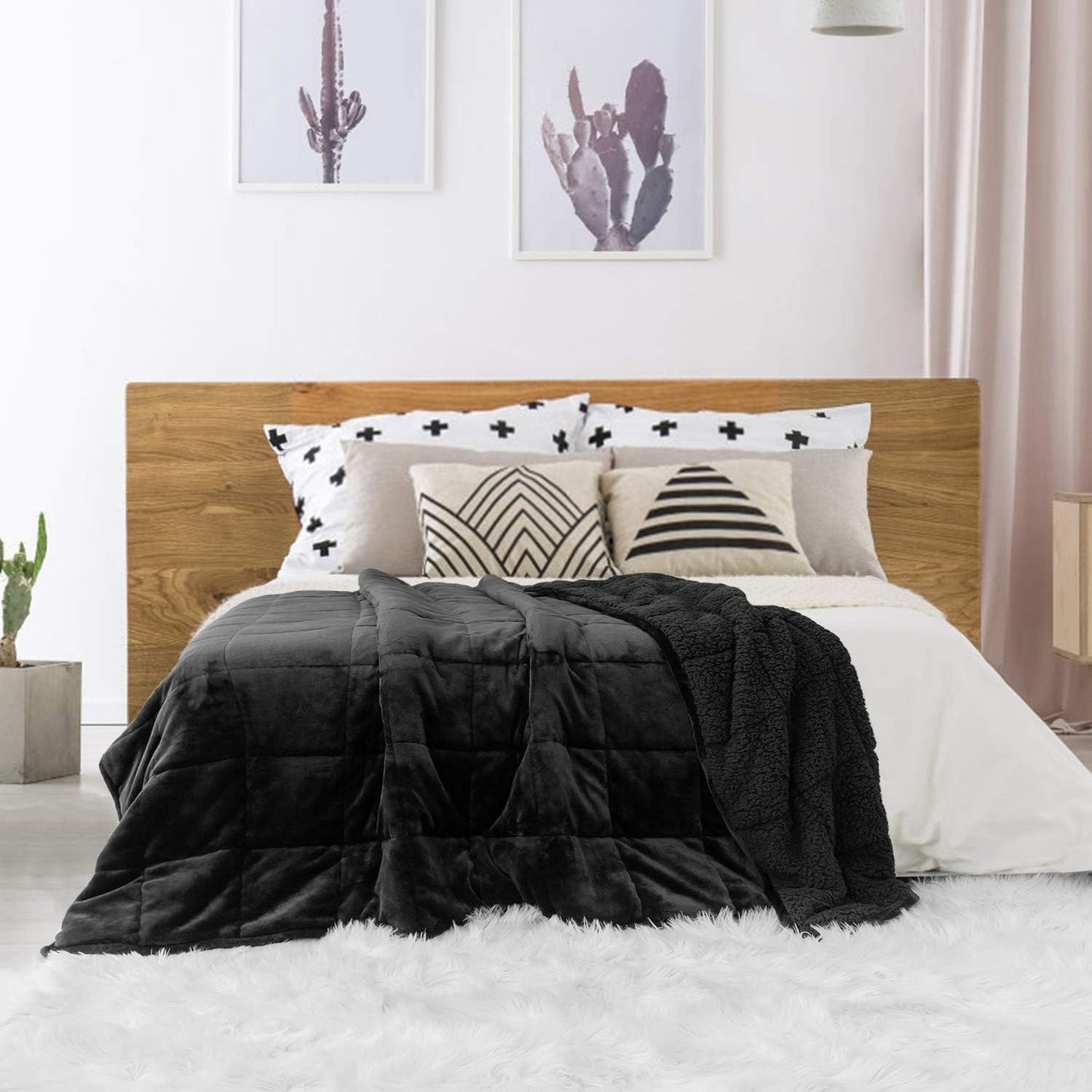 Sivio Weighted Blanket for Adult, 7kg Sherpa Heavy Throw with Fleece Reversible, Queen Size, Weighted Blanket for Men and Women Deep Sleeping,