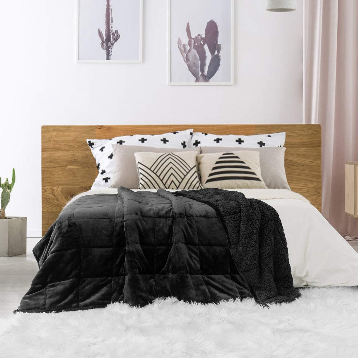 Sivio Sherpa Fleece Weighted Blanket for Adult, 7kg Heavy Fuzzy Throw Blanket with Soft Plush Flannel, Reversible Twin-Size Super Soft Extra Warm Cozy