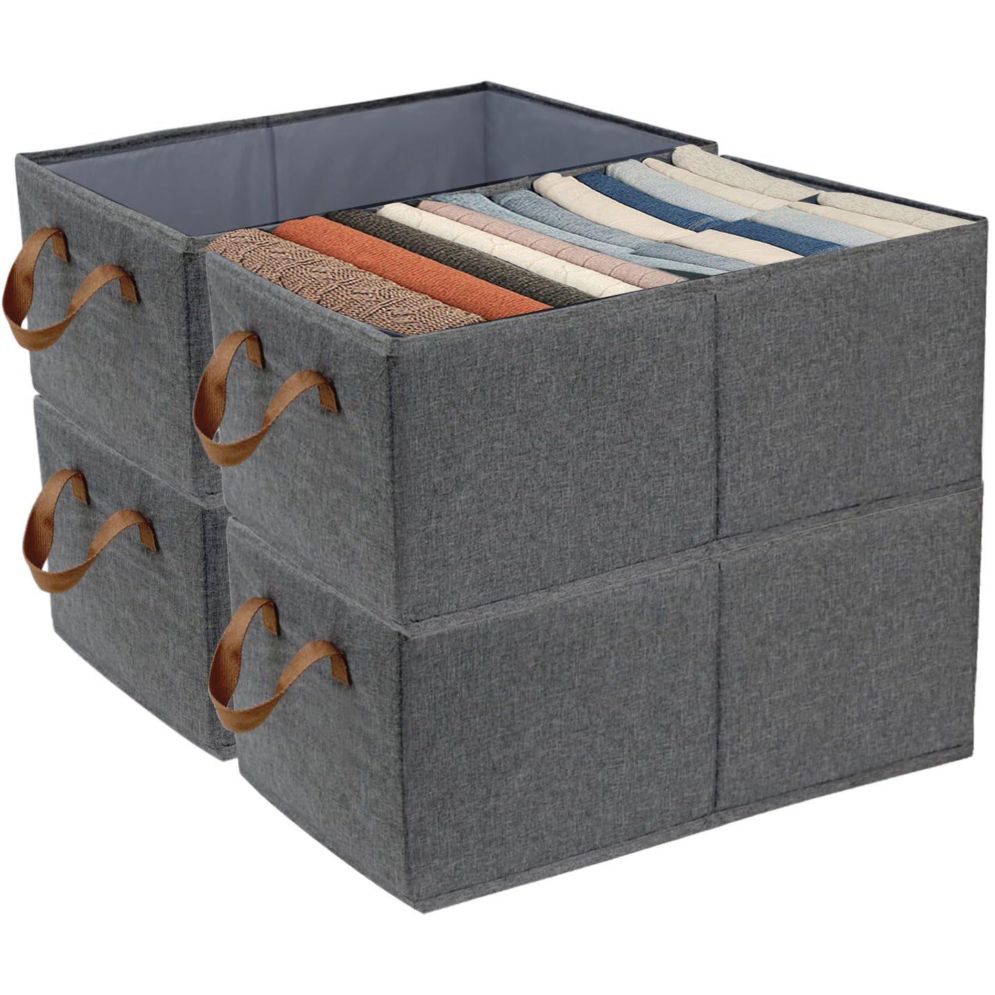 SYEXDZON Storage Baskets, 4pcs Fabric Storage Box, 47*28*20cm